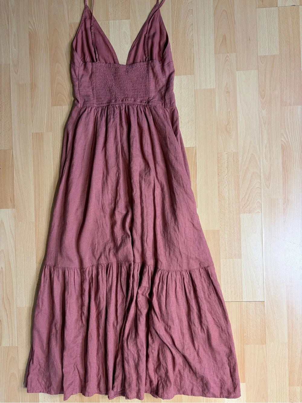 Abercrombie & Fitch NWT Button Through Maxi Dress Linen Blend in Rust Cinnamon S